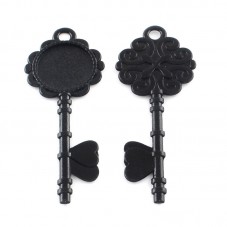 Support Pendentif Clé Noir pour Cabochon 20mm