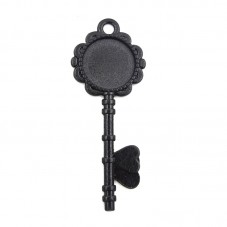 Support Pendentif Clé Noir pour Cabochon 20mm pour la Création de Bijoux Fantaisie - DIY
