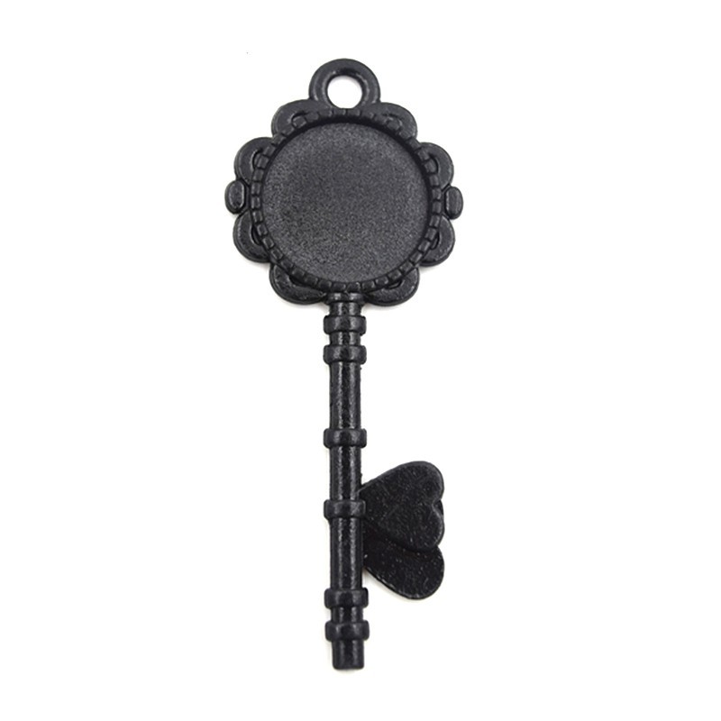 Support Pendentif Clé Noir pour Cabochon 20mm