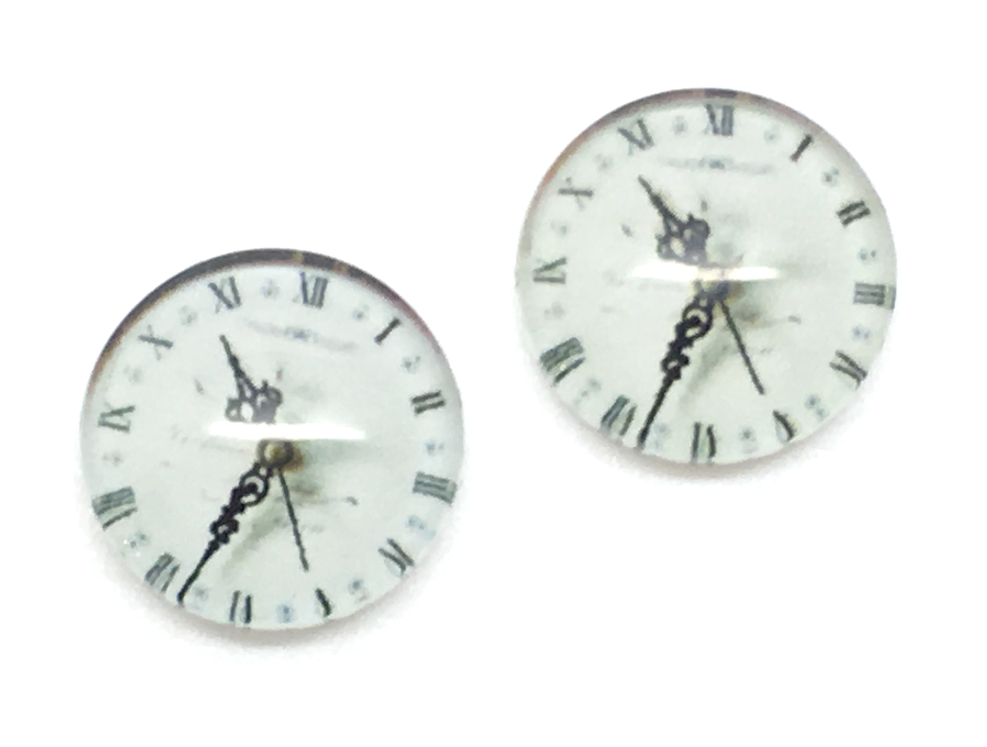 2 Cabochons en Verre Illustrés Horloge 12mm