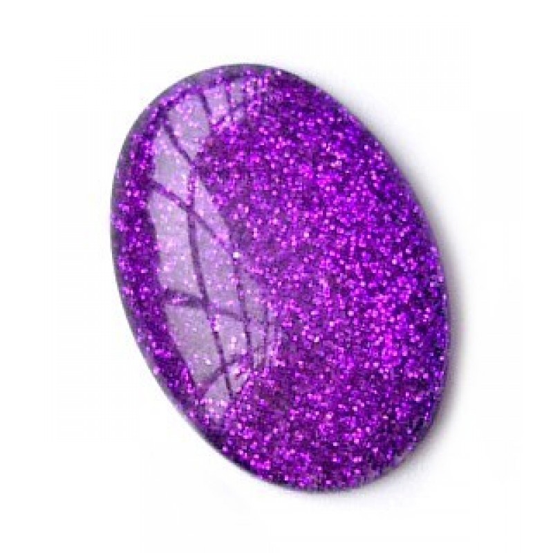 2 Cabochons Violet Pailleté en Résine 18x25mm