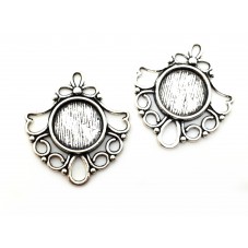 2 Supports Connecteur Argenté pour Cabochon 12mm pour la Création de Bijoux Fantaisie - DIY