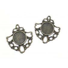 2 Supports Connecteur Bronze pour Cabochon 12mm pour la Création de Bijoux Fantaisie - DIY