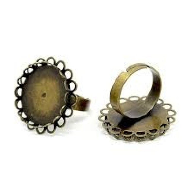 Support Bague Ajustable Festonné Bronze pour Cabochon 20mm