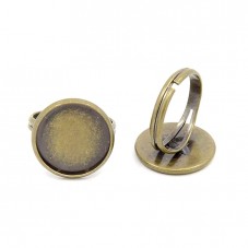 2 Supports Bague Ajustable Bronze pour Cabochon 16mm pour la Création de Bijoux Fantaisie - DIY
