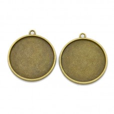 2 Supports Pendentif Cabochon Double Face Bronze 25mm pour la Création de Bijoux Fantaisie - DIY