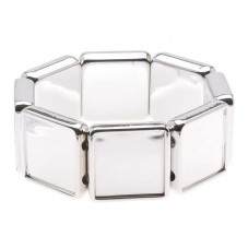 Support Bracelet Elastique Argenté pour Cabochon 20mm pour la Création de Bijoux Fantaisie - DIY