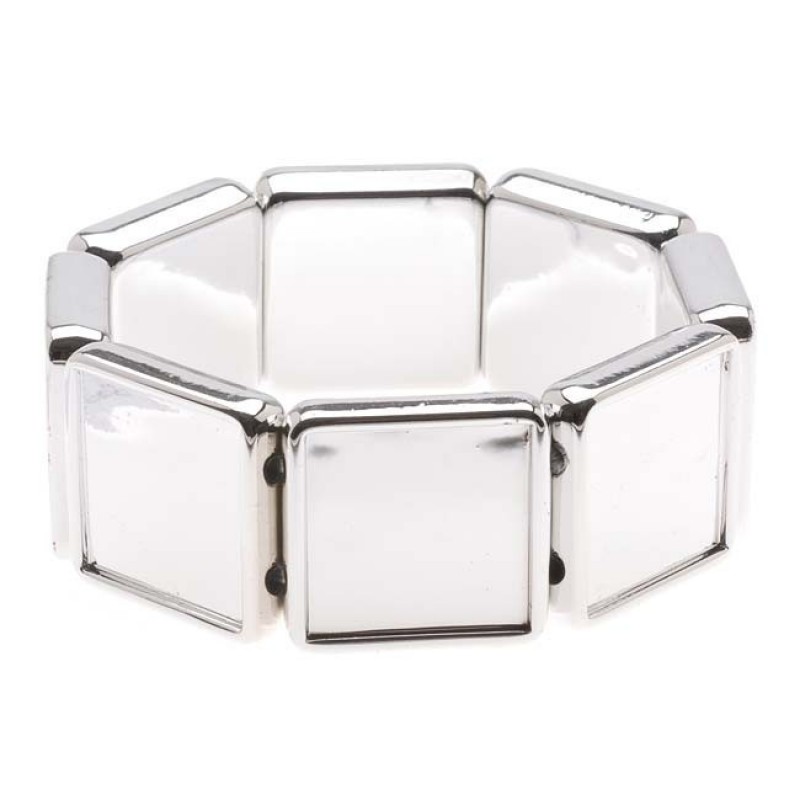 Support Bracelet Élastique Argenté pour Cabochons 20mm