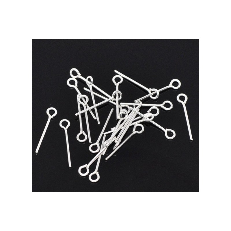 100 Tiges à Oeil Argentées 16mm