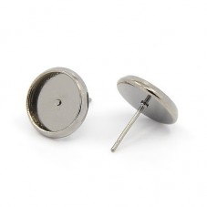5 Paire de Support Boucle d'Oreille Puce Tige Gunmétal pour Cabochon 10mm  pour la Création de Bijoux Fantaisie - DIY
