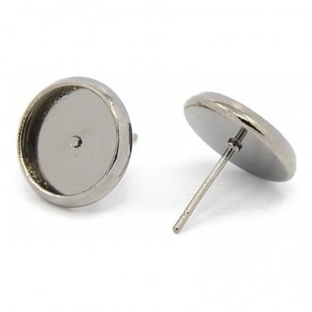 5 Paires de Supports Boucles d’Oreilles Puces Gunmétal pour Cabochon 10mm