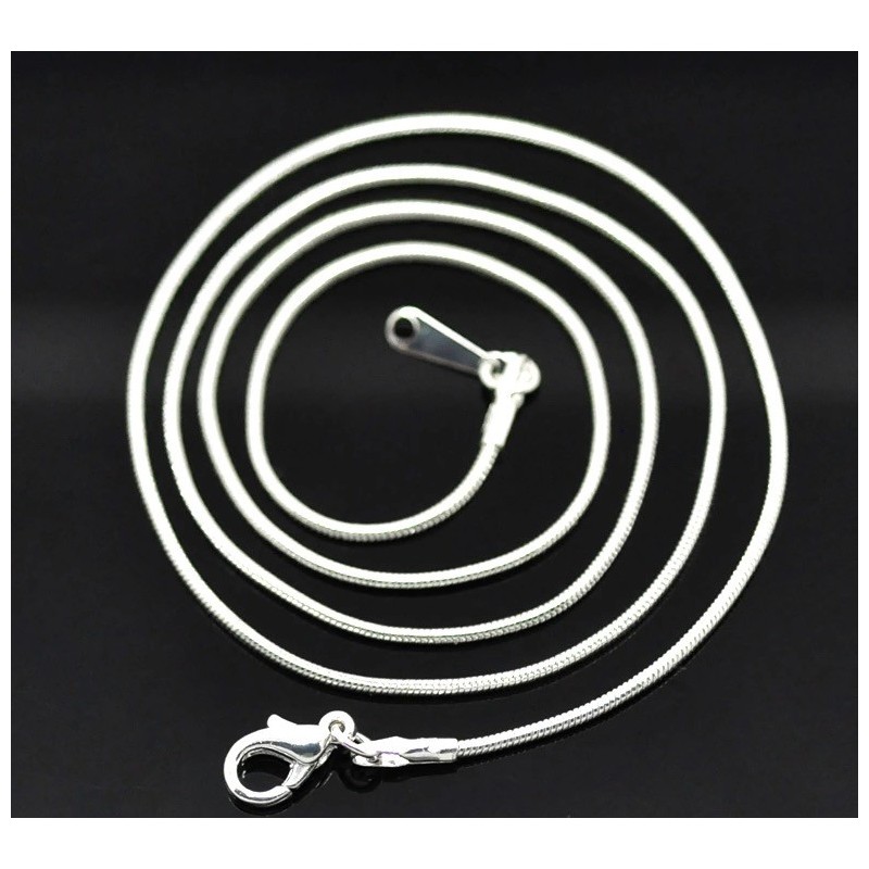 Collier Serpentine Chaîne Fine Argentée 1mm - 45cm de Long.