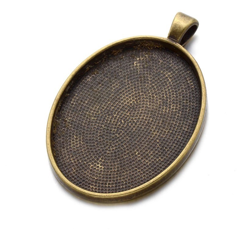 Support Pendentif Bronze pour Cabochon Ovale 30x40mm