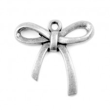 3 Breloques Noeud Rosette Argenté 24x25mm