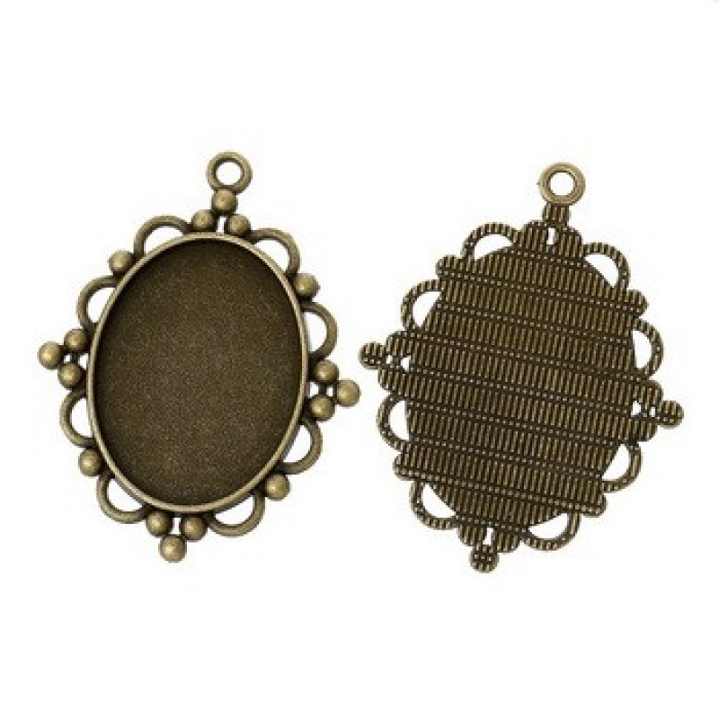 2 Supports Pendentif Bronze pour Cabochon 18x25mm