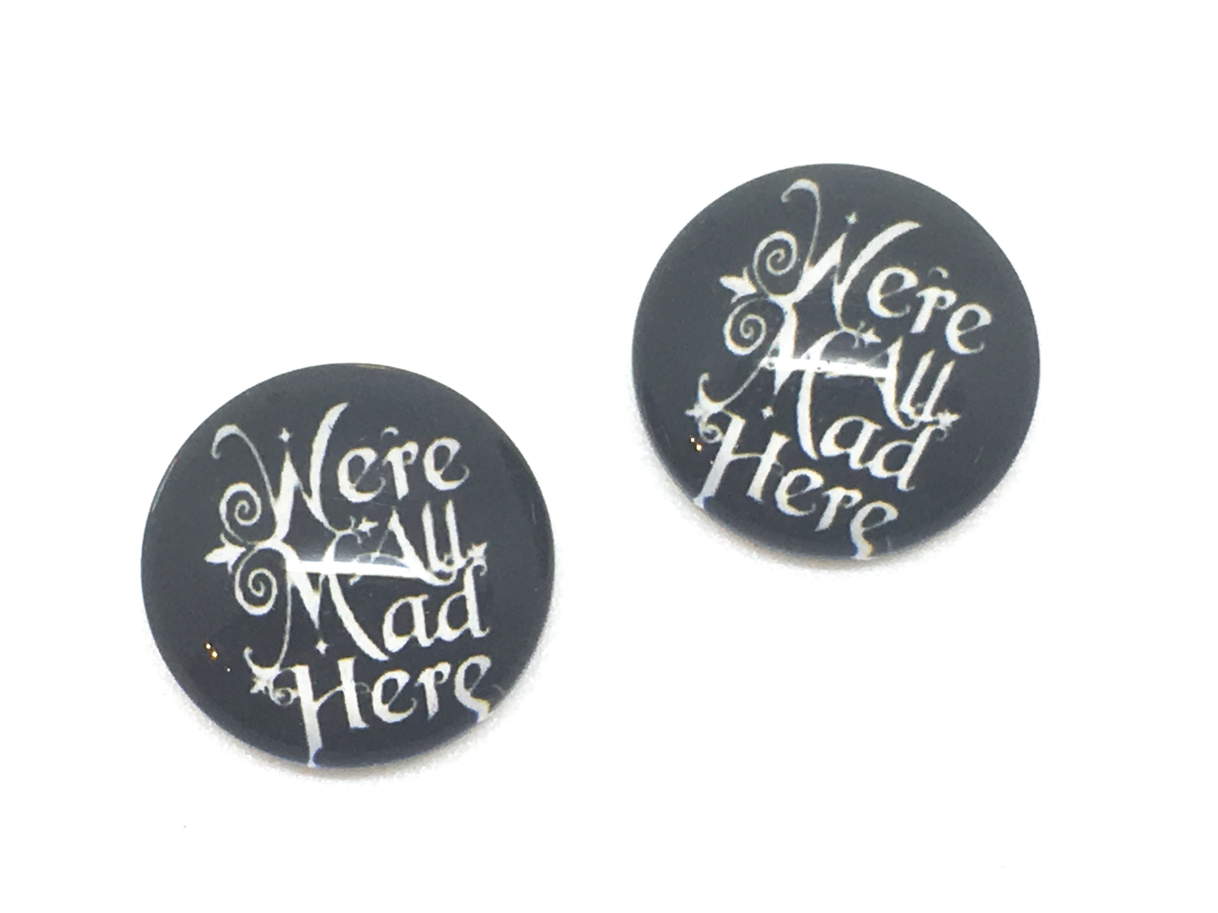 2 Cabochons en Verre Illustrés Alice au Pays des Merveilles 12mm