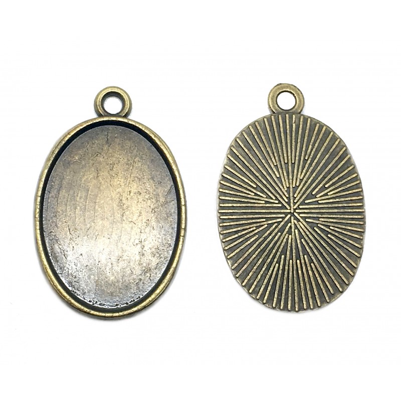 2 Supports Pendentifs Bronze pour Cabochon Ovale 18x25mm