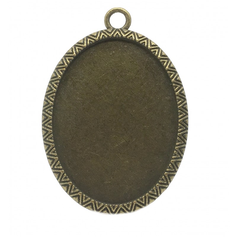 Support Pendentif Torsadé Bronze pour Cabochon Ovale 30x40mm