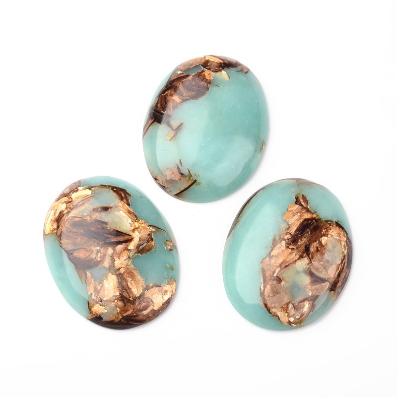 Cabochon en Pierre Naturelle Bronzite et Jaspe Impérial 30x40mm