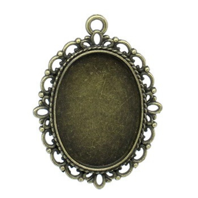Support Pendentif Ajouré Bronze pour Cabochon Ovale 18x25mm