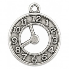 5 Breloques Horloge Argentée Thème Alice au Pays des Merveilles 21x18mm pour la Création de Bijoux Fantaisie - DIY