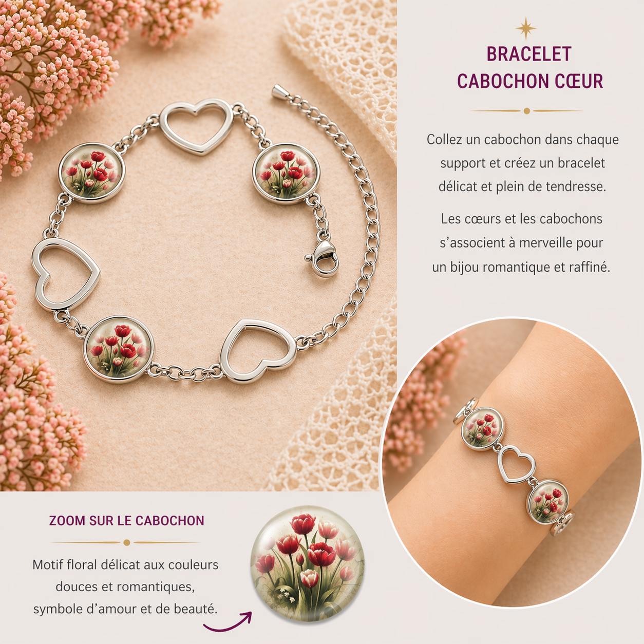 Bracelet cabochon personnalisé