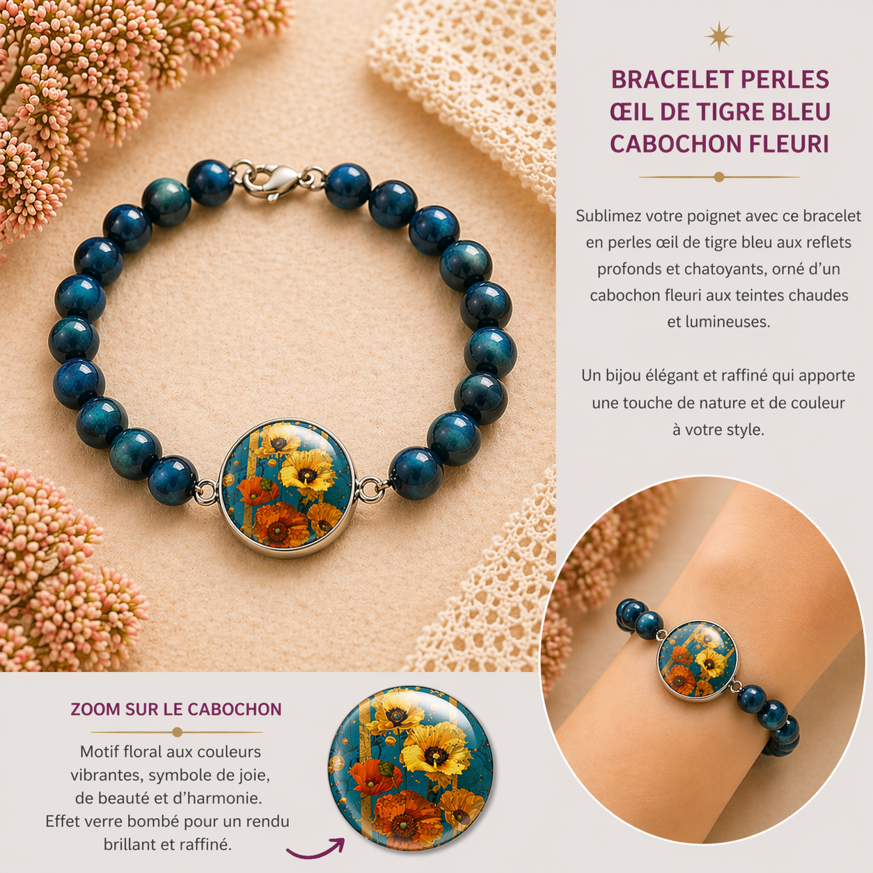 Bijou cabochon avec perle